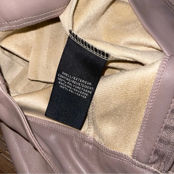 7 For All Mankind High Waisted Faux Leather Slim Leg Pant Taupe Sz S - Picture 9 of 13